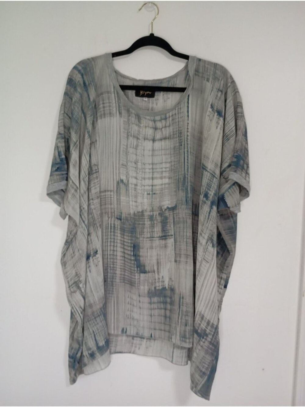 Biya Johnny Was Womens Medium Abstract Print 100% Silk Tunic Top Loose Fit